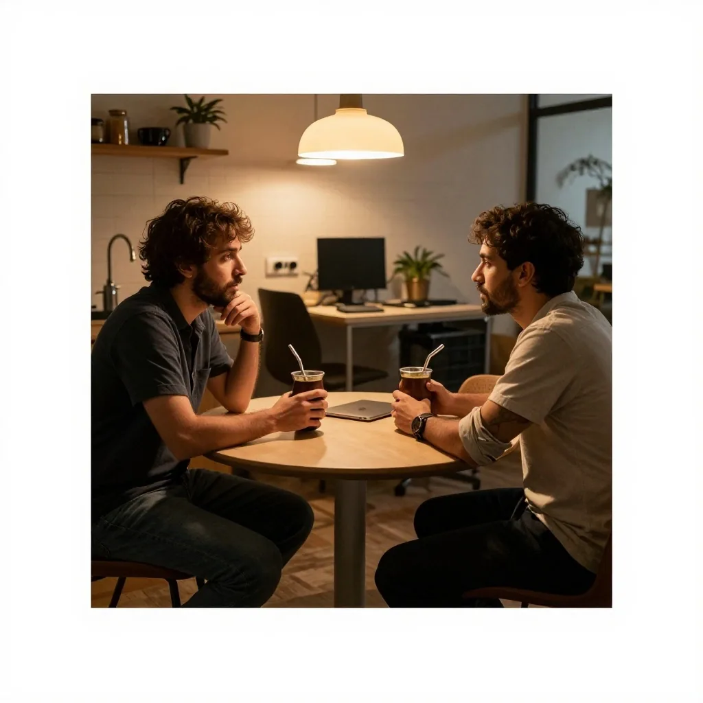 Dos analistas de QA conversando sobre resultados en oficina