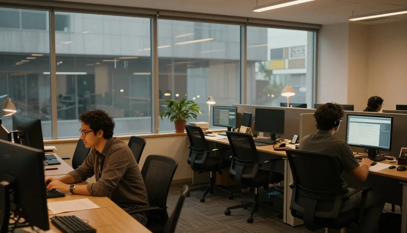 Equipo de QA reunido en una mesa de trabajo en Buenos Aires